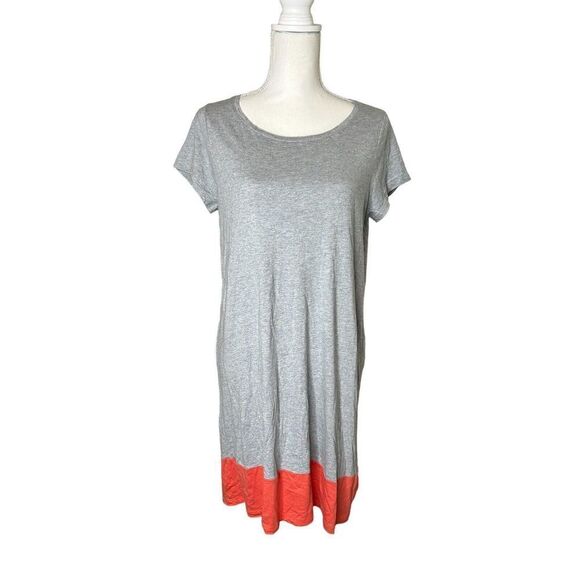 Boden T-Shirt Day Dress Modal Cotton Grey Orange Color Block Sz 10 Summer Cruise - Picture 1 of 6